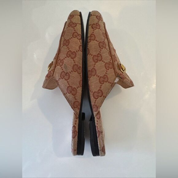 GUCCI GG Canvas Beige Mauve Gold Monogram Princetown Horsebit Slipper EU 39 / 9 - Picture 4 of 8
